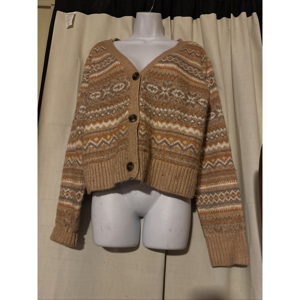 Jessica Simpson Aztec Cardigan Size XL Brown Boho Western Soft Fuzzy Knit